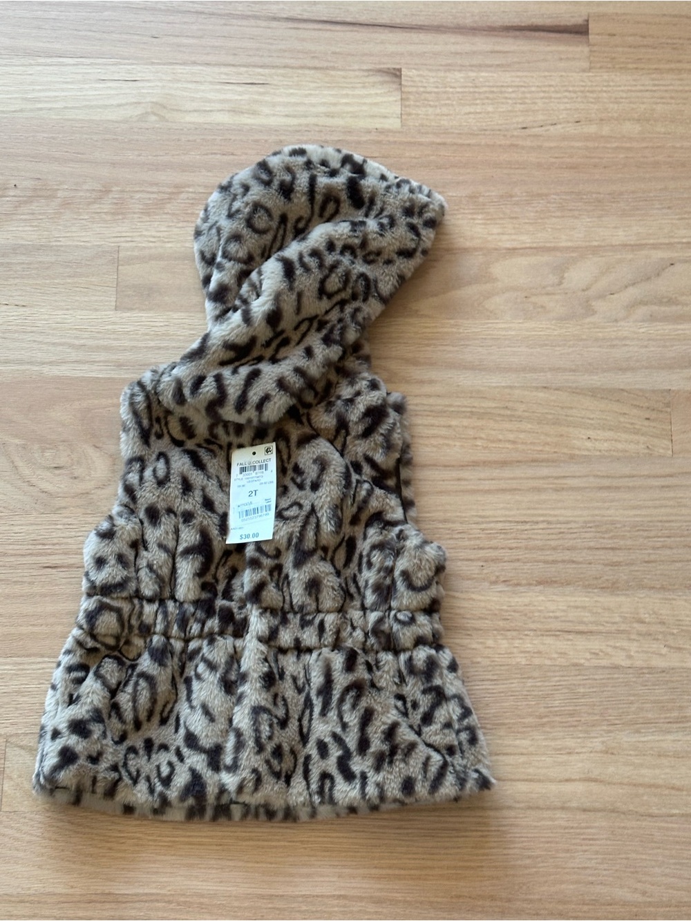 First Impressions Leopard Print Faux Fur Vest in Tan & Brown
